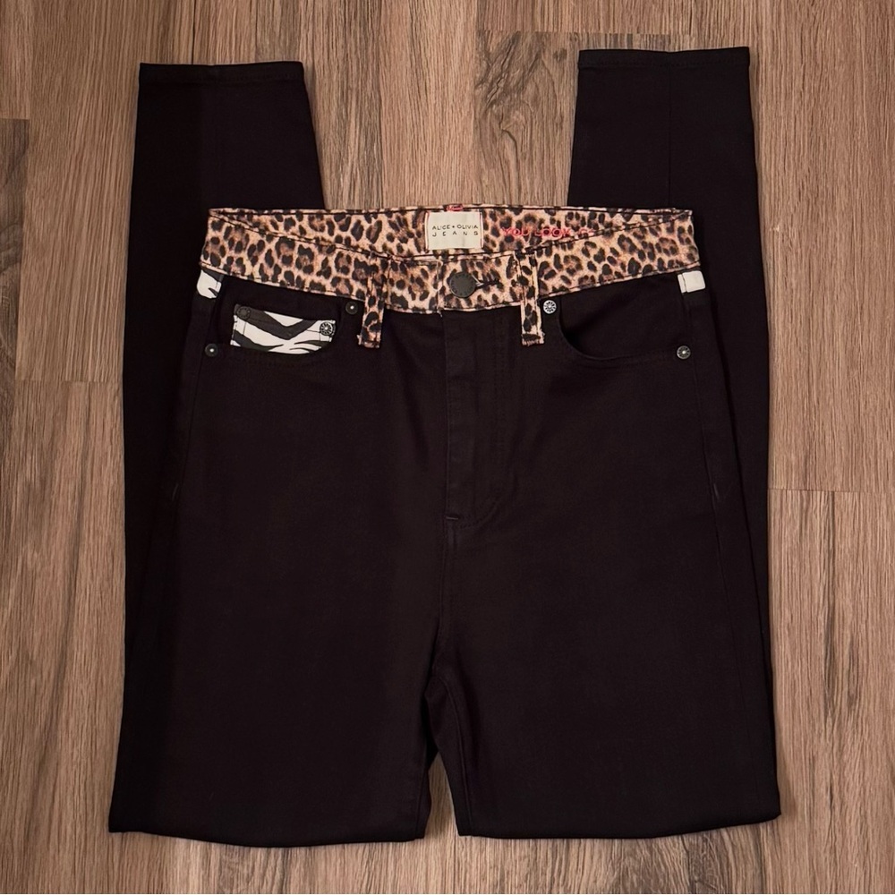 Alice + Olivia High Rise Skinny Queen Of The Night Jeans Size 26 - Picture 4 of 9